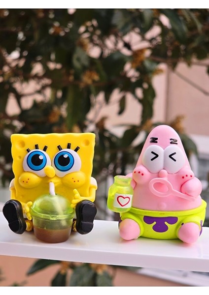 Sünger Bob & Patrick Mini Figür 2’li Set – Masaüstü Dekor – Sevimli Karakter Figürleri