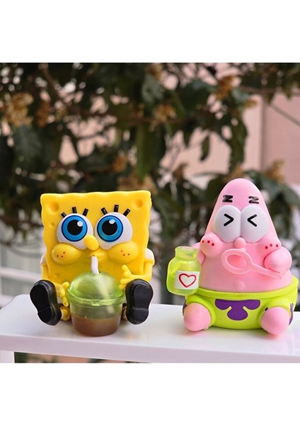 Sünger Bob & Patrick Mini Figür 2’li Set – Masaüstü Dekor – Sevimli Karakter Figürleri fırsatları
