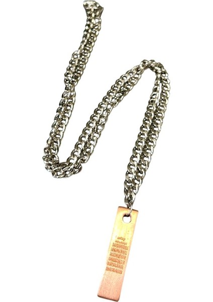 Ayetel Kürsi Yazılı Şık Çelik Kolye Koruyucu Dualı Takı