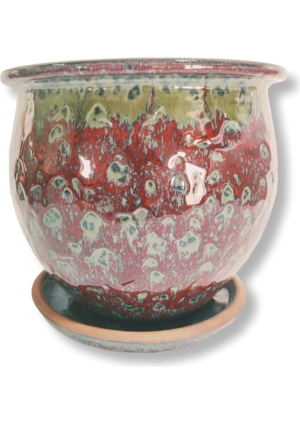 Toprak Sırlı Bordo Saksı