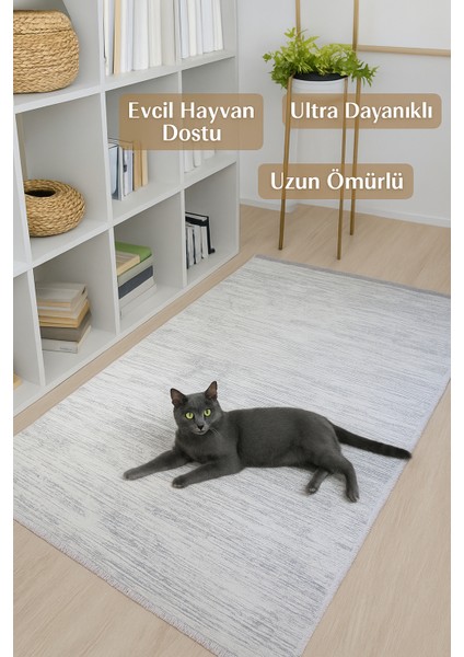 Krem Gri Modern Doğal Taban Saçaklı Özel Ölçü Salon Koridor Mutfak Çocuk Oturma Odası Halısı Yolluk