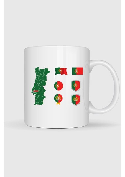 Portekiz Haritası ve Bayrağı Baskılı Kupa Bardak
