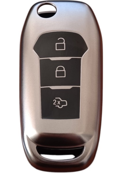 Ford Focus 4 Anahtar Uyumlu Silikon Oto Anahtar Kumanda Kabı Kılıf Füme