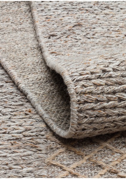 Lhasa Beıge, Polyester, Yün ve Pamuk Karışımıyla Üretilen Dayanıklı ve Hasır Dokulu Halı modelleri