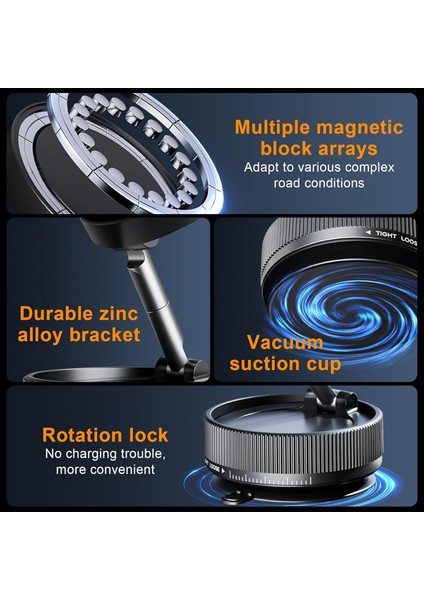 Akumlu Mıknatıslı Cep Telefonu Tutucu, Araç Vantuzu, 360° Döner Vantuz, Manyetik Telefon Tutucu, Araç Için, Magsafe Araç Tutucu Için, Cep Telefonu Manyetik... fırsatları