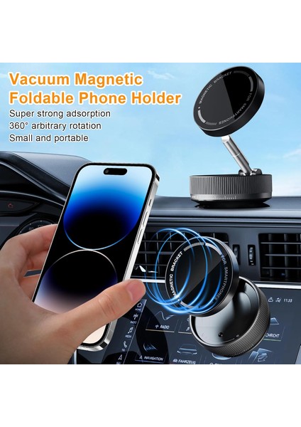 Akumlu Mıknatıslı Cep Telefonu Tutucu, Araç Vantuzu, 360° Döner Vantuz, Manyetik Telefon Tutucu, Araç Için, Magsafe Araç Tutucu Için, Cep Telefonu Manyetik...