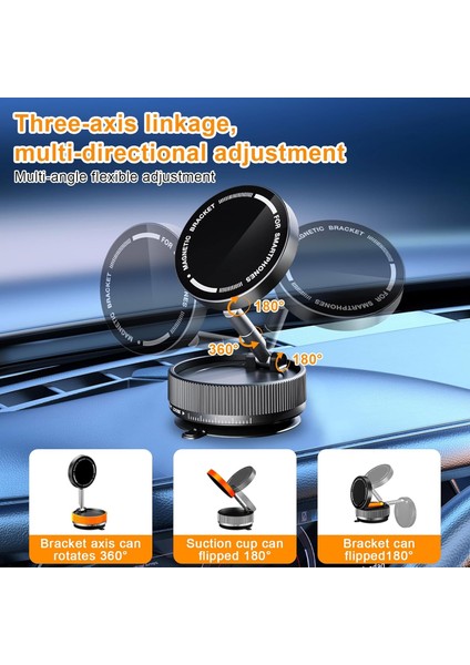 Akumlu Mıknatıslı Cep Telefonu Tutucu, Araç Vantuzu, 360° Döner Vantuz, Manyetik Telefon Tutucu, Araç Için, Magsafe Araç Tutucu Için, Cep Telefonu Manyetik...