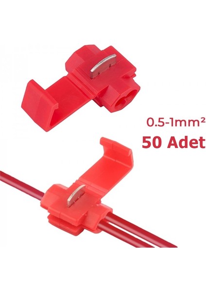 Hızlı Kablo Ekleme Aparatı Konnektör Klips Klemens Kırmızı 50 Adet