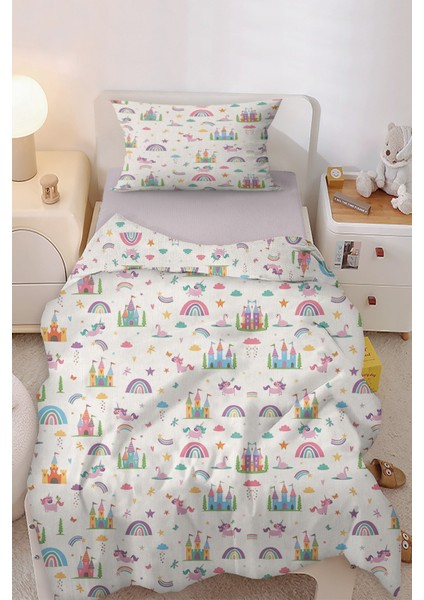 Hayal Şatosu Gökkuşağı Unicorn Tek Kişilik Çocuk Nevresim Seti fiyatları