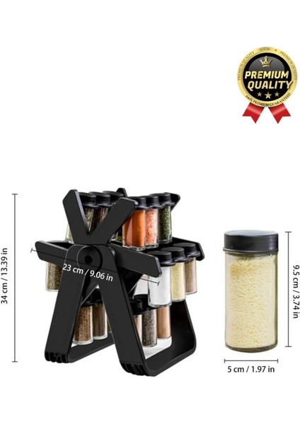 Özel Üretim Dayanıklı 360° Dönebilen Düzenleyici Standlı 18 Adet 100ML Cam Baharatlık 34X26X23 cm fiyatları