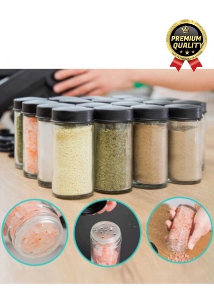 Özel Üretim Dayanıklı 360° Dönebilen Düzenleyici Standlı 18 Adet 100ML Cam Baharatlık 34X26X23 cm indirimleri