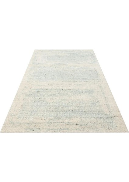 Exotic Beıge Teal, %100 El Dokuması, Yün, Viskon ile Üretilmiş Kendinden Desenli Salon Halısı