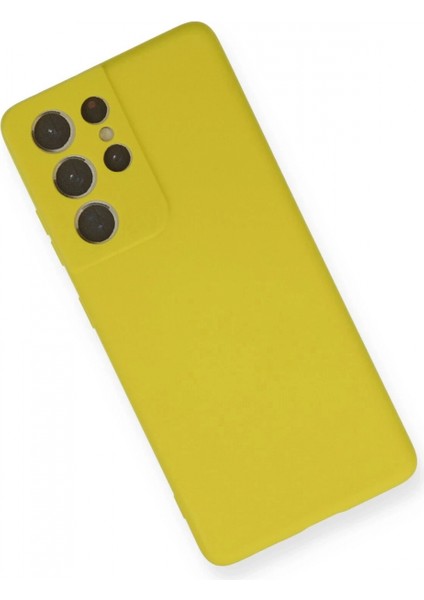 Samsung Galaxy S21 Ultra Kılıf Nano Içi Kadife Silikon - Sarı modelleri