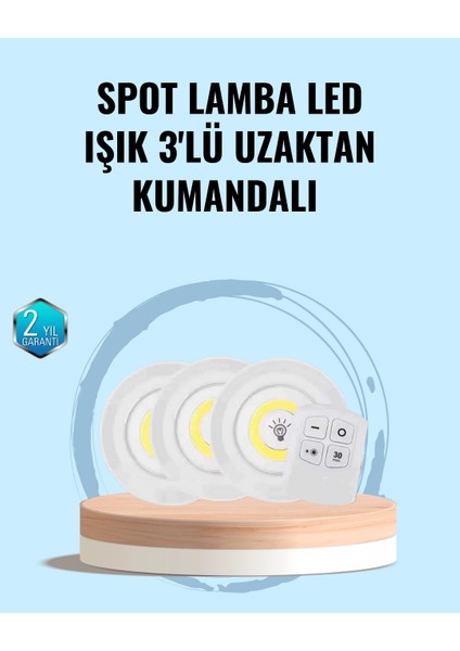 Bfs Ev Ofis Kamp Için Uygun Uzaktan Kumandalı Yapışkanlı Kablosuz LED Spot Lambalar