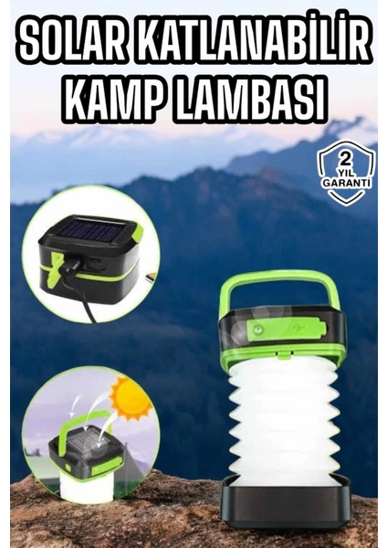 Bfs Güneş Enerjili LED Lamba Kamp Lambası Katlanabilir Lamba USB Şarjlı