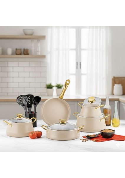 Lotus 9 Parça Tencere Seti Granit