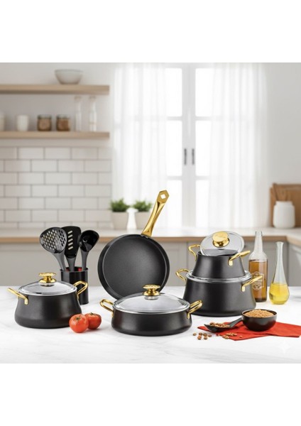 Lotus 9 Parça Tencere Seti Granit