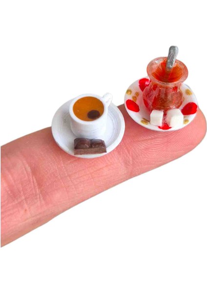 2 Çay 2 Kahve Minyatürü Telefon Süsü