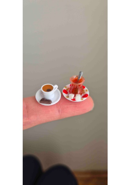 2 Çay 2 Kahve Minyatürü Telefon Süsü modelleri