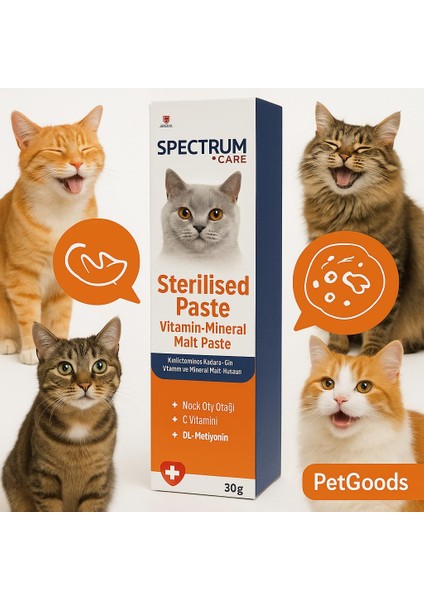 Sterilised Paste Kısırlaştırılmış Kediler Için Vitamin ve Mineralli Malt Macunu 30 gr