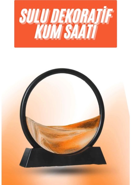 Bfs 3D LED Işıklı Kum Saati Gece Lambası Hareketli Sulu Kum Saati Orta Boy