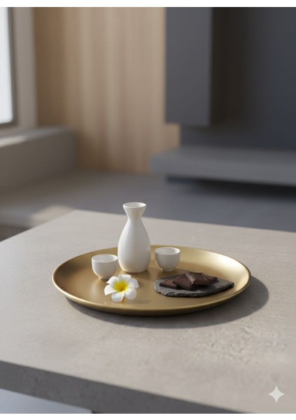 Som Pirinç Yuvarlak Gold Sunum Tepsi 20 cm