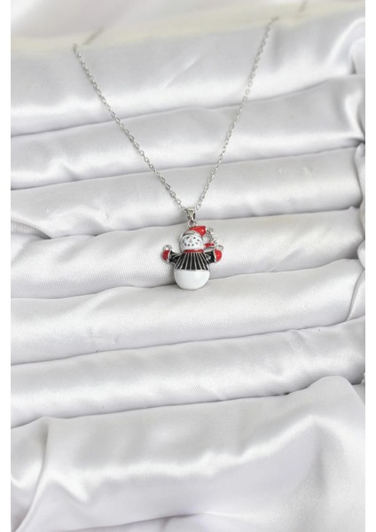 Bfs 316L Çelik Zincir Gümüş Renk Kardan Adam Figürlü Yılbaşı Temalı Kadın Kolye fiyatları