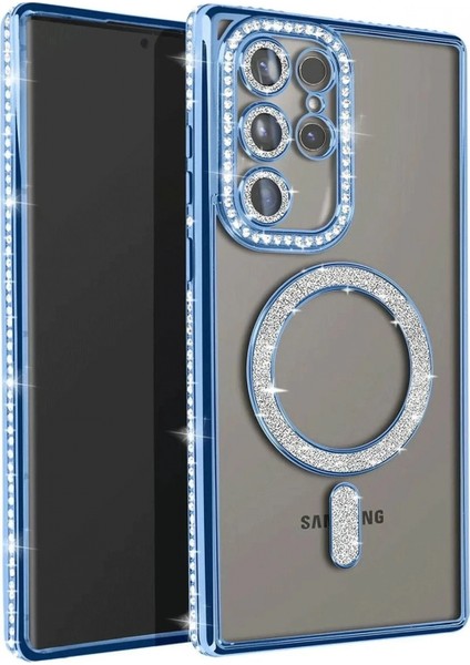 Samsung Galaxy S23 Ultra Joke Simli Magneticsafe Kılıf - Mavi