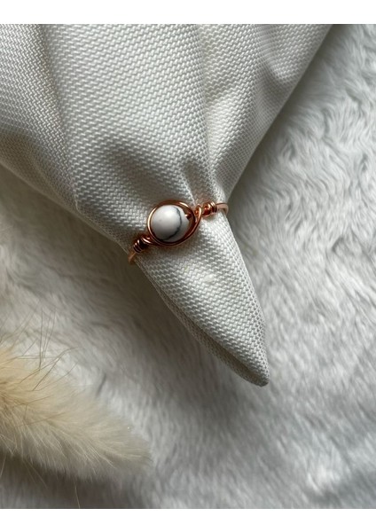 Havlit Taşı Ayarlanabilir Bakır Renk Tel Yüzük