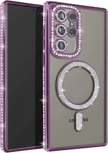 Samsung Galaxy S23 Ultra Joke Simli Magneticsafe Kılıf - Derin Mor