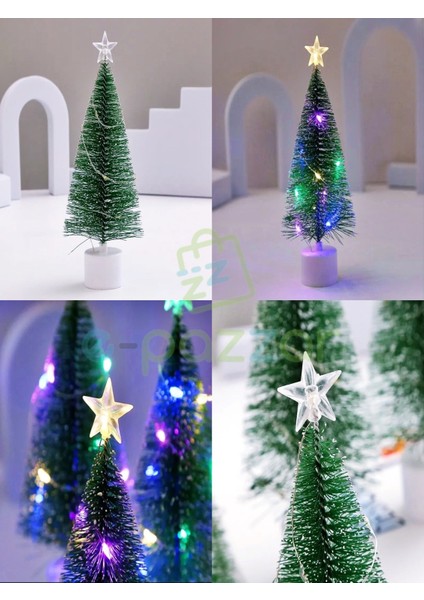 2 Adet 17 cm Pilli Rgb Işıklı Masaüstü Konsept Christmas Noel Yılbaşı Iğneli Karlı Çam Ağacı fiyatları