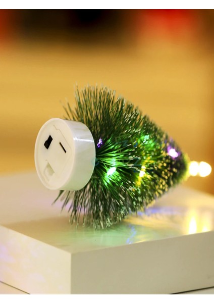 2 Adet 17 cm Pilli Rgb Işıklı Masaüstü Konsept Christmas Noel Yılbaşı Iğneli Karlı Çam Ağacı indirimleri