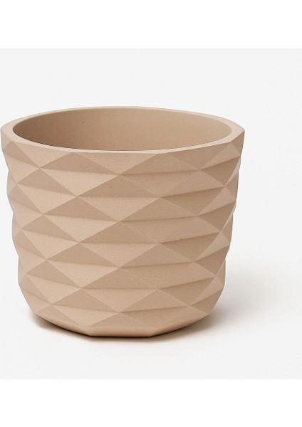 Geometrik Büyük Kahverengi Beton Saksı