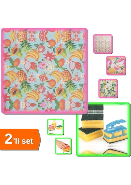 Mikrofiber Bulaşık Altlığı + Süngermatik ve 3 Adet Bulaşık Süngeri - 2li Set G0J3J9