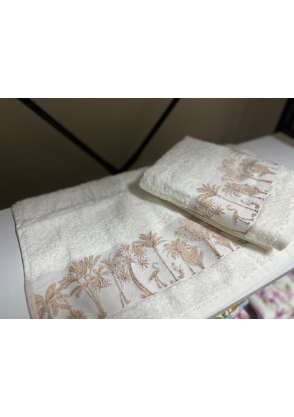 Palmiye Desenli Bambu El Yüz Havlusu