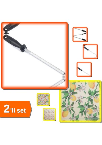 Yuvarlak Masat Bıçak Bileyici + Mikrofiber Bulaşık Altlığı - 2li Set R0F2M7