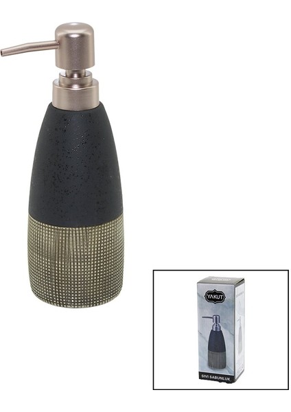 Antrasit Gri - Krem Mat Desen Seramik Sıvı Sabunluk (5358)