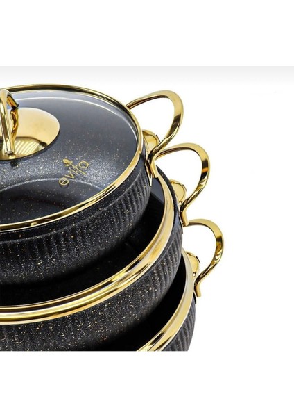Gold Bio Granit Tencere Seti 6 Parça