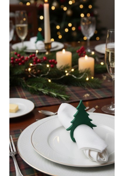 Yılbaşı Sofrası Geyik Boynuzu, Kar Tanesi, Çam Ağacı Peçete Halkası Peçete Yüzüğü 6'lı fiyatları