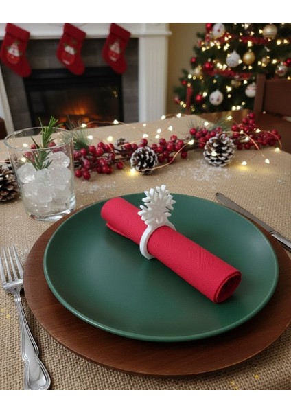 Yılbaşı Sofrası Geyik Boynuzu, Kar Tanesi, Çam Ağacı Peçete Halkası Peçete Yüzüğü 6'lı fırsatları