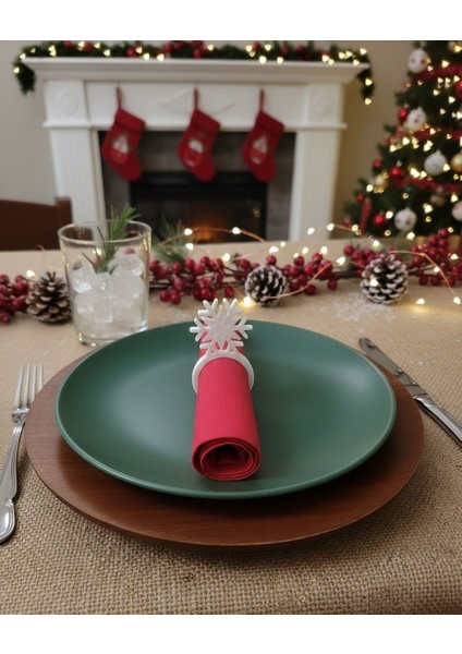 Yılbaşı Sofrası Geyik Boynuzu, Kar Tanesi, Çam Ağacı Peçete Halkası Peçete Yüzüğü 6'lı indirimleri