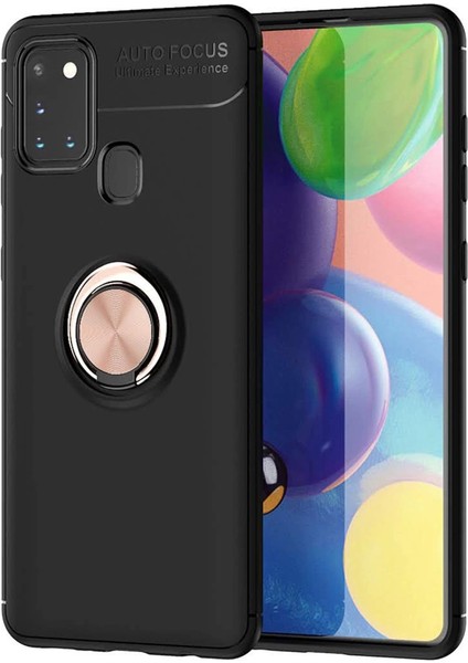 Samsung Galaxy M31 Kılıf Range Yüzüklü Silikon - Siyah-Gold
