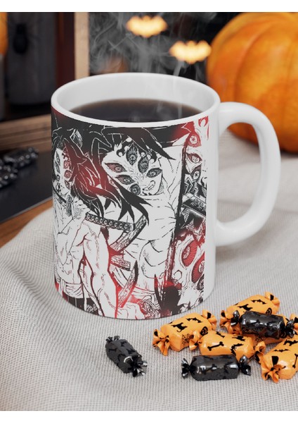 Demon Slayer "kokuşhibo" Baskılı Siyah-Beyaz Renk Porselen Kupa Bardak modelleri