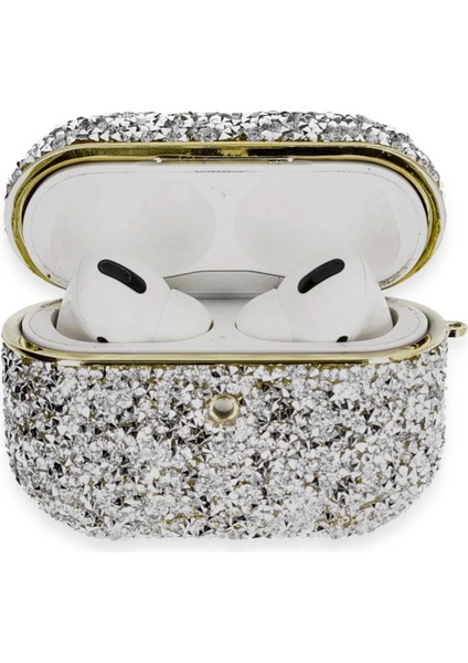 Newface Airpods Pro 2 (2.nesil) Luz Taşlı Kılıf - Mavi