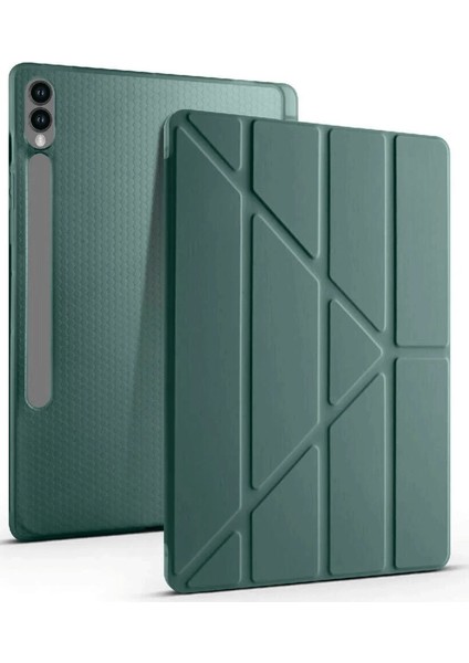 Newface Samsung Galaxy X610 Tab S9 Fe Plus 12.4 Kılıf Kalemlikli Mars Tablet Kılıfı - Koyu Yeşil