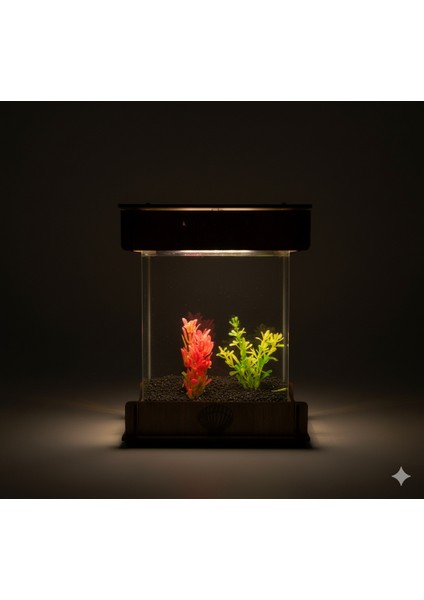 LED Işıklı Masaüstü Mini Akvaryum – Dekoratif Akvaryum Tankı, Bitkili Tasarım, Şık Gece Lambası Görünümlü fiyatları