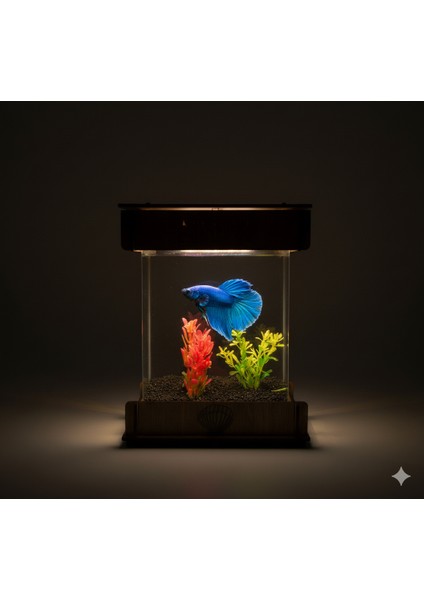 LED Işıklı Masaüstü Mini Akvaryum – Dekoratif Akvaryum Tankı, Bitkili Tasarım, Şık Gece Lambası Görünümlü modelleri