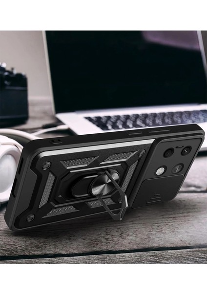 Newface Xiaomi Poco X6 Pro Kılıf Pars Lens Yüzüklü Silikon - Siyah fırsatları