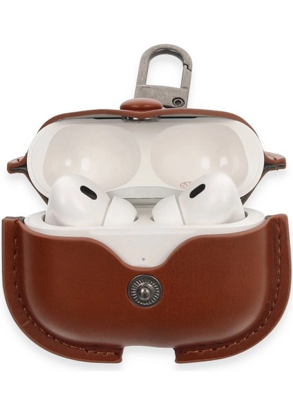Airpods Pro 2 (2.nesil) Çanta Deri Kılıf - Taba modelleri