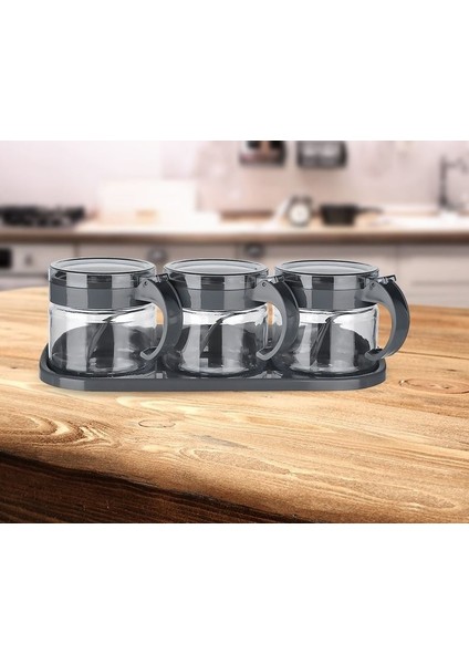 3 Adet Kaşıklı Cam Baharat Seti + 6'lı Mini Buzdolabı Içi Düzenleyici - 2li Set M4Z6A4 modelleri